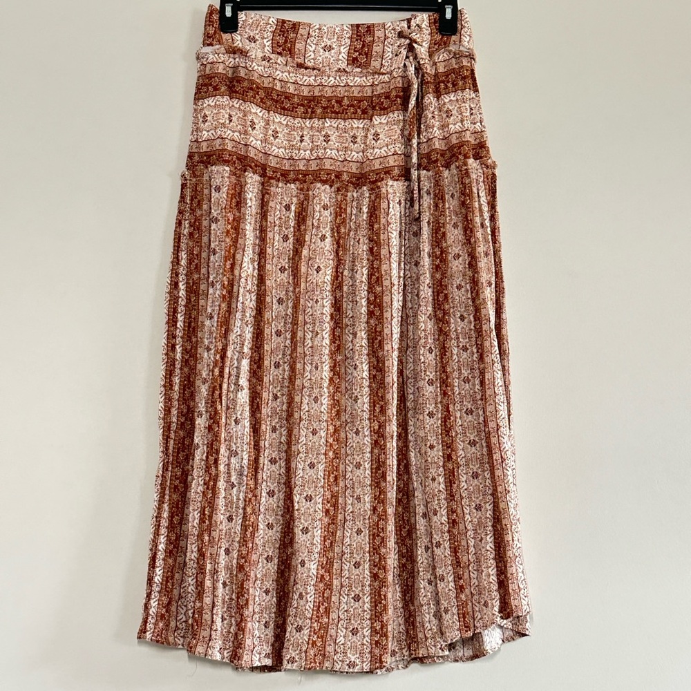 Promesa Floral Print Bohemian Maxi Skirt Brown Size L
